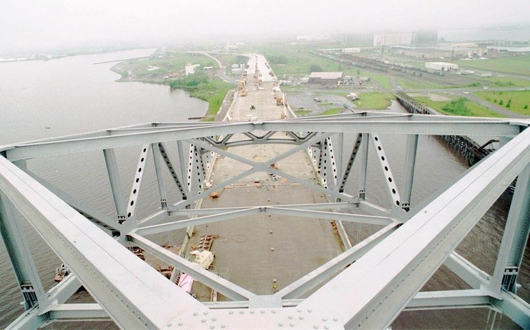 Looking down at the Blatnik Bridge during reconstruction